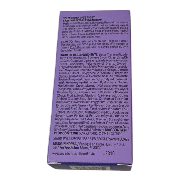 Youth Foria Date Night Skin Tint Serum Foundation 320 - Picture 3 of 8